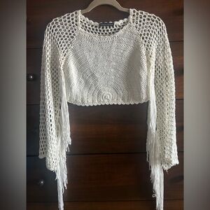 Hot & Delicious Overnight Rager Fringe Crochet Crop Top Women’s Festival